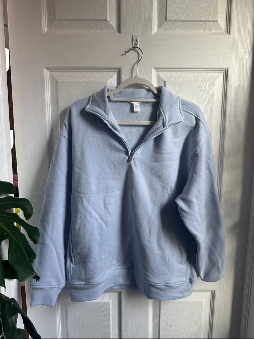 Athleta Forever Fleece 1/4 Zip Sweatshirt light blue womens small - Picture 1 of 4